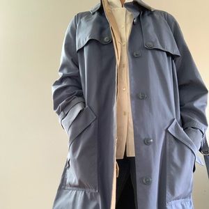 Vintage blue & taupe 2 toned belted classic trench coat. Excellent condition.